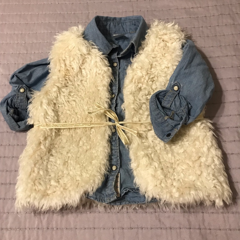 Vest and denim button down combo